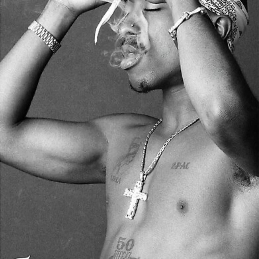 Graphic Black and White Tupac Shakur Print
